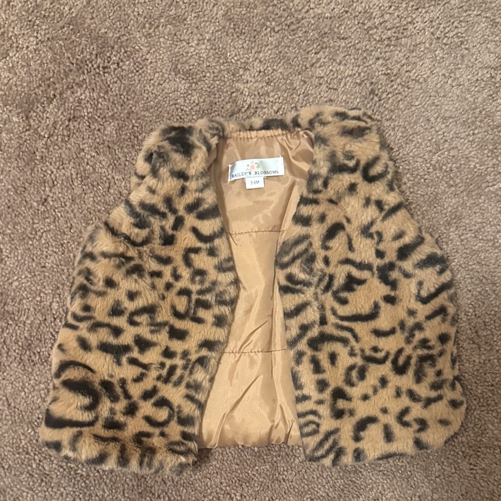 Bailey Blossoms Kids Leopard Faux Fur Vest